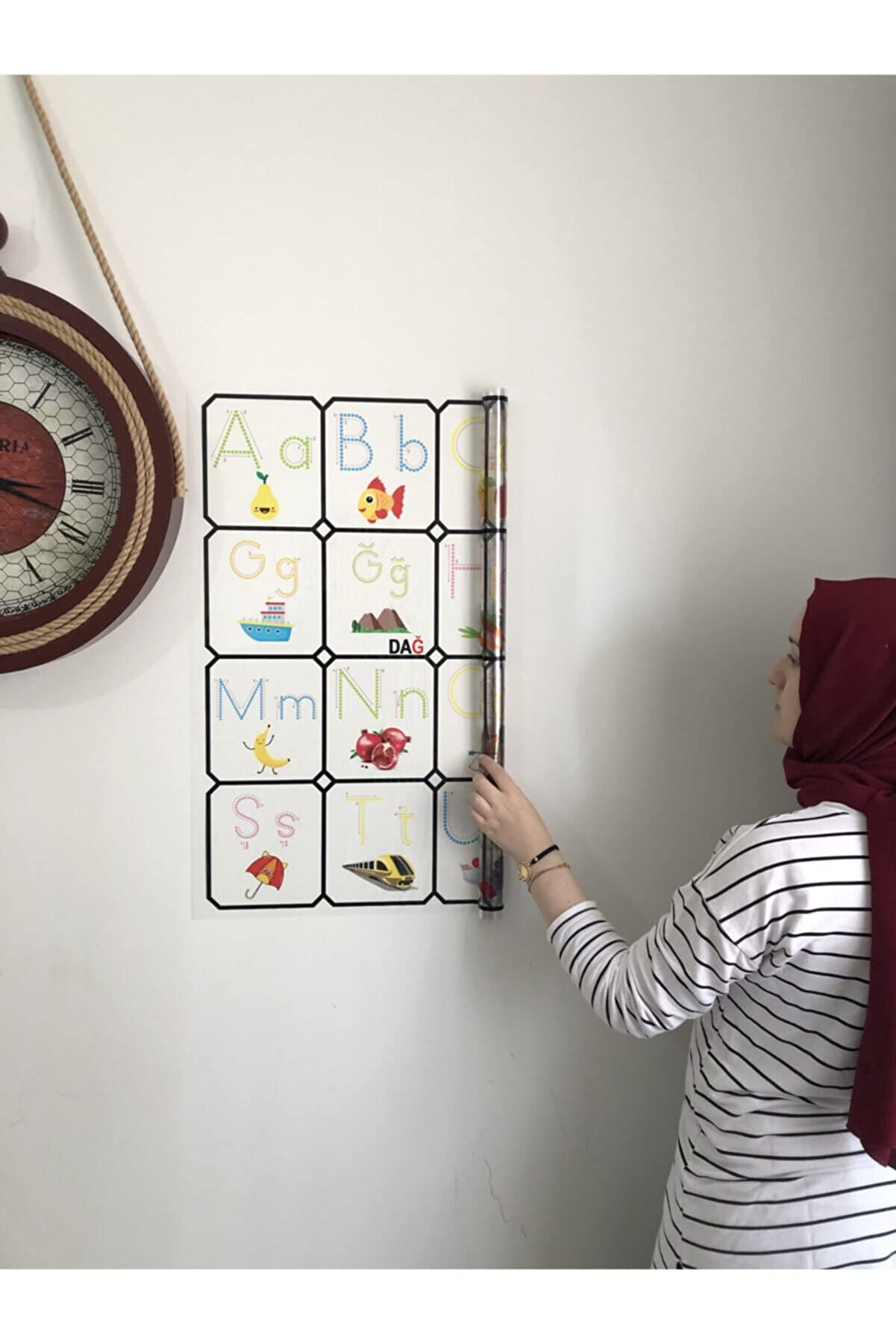 Tutunabilir Kağıt Türkçe Alfabe Tablosu Alfabe Harfleri Kağıt Tahta Ilkokul Eğitim Yazı Tahtası Kalem 105x70 Cm