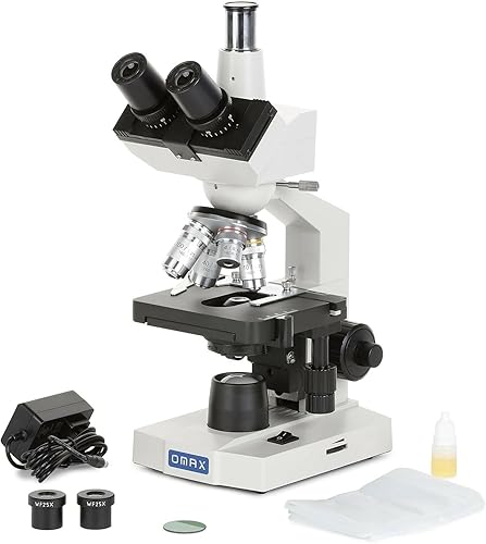 Vista 13 de OMAX 40X-2500X, microscopio LED compuesto de laboratorio trinocular digital con cámara de 5 MP y charola mecánica