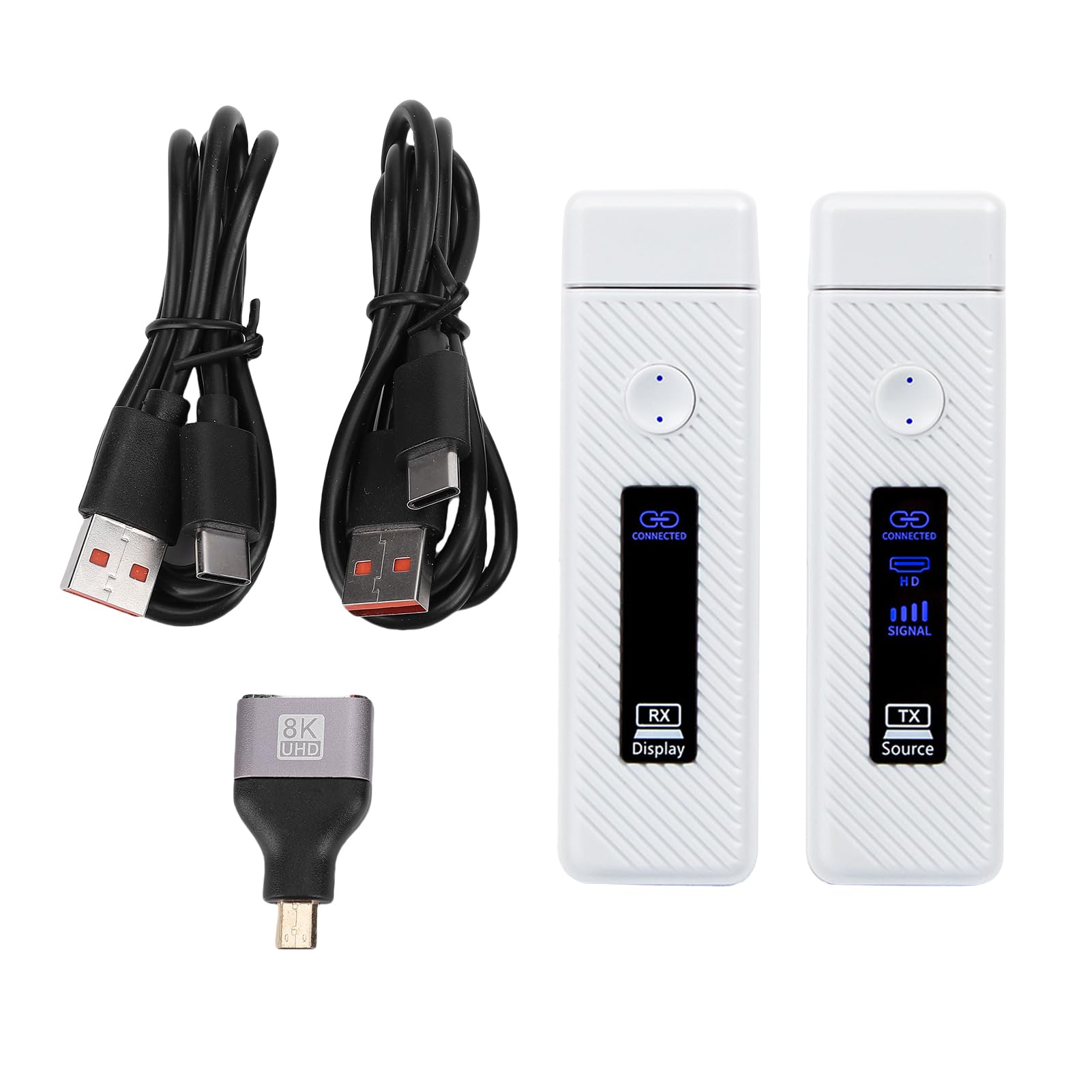 Bezprzewodowy Nadajnik i Odbiornik HDMI, Dekodowanie 4K, Wyjście Wideo HD 1080P 60 Hz, 197 Stóp 60 M, Wyświetlacz LED, Plug and Play (WHITE)