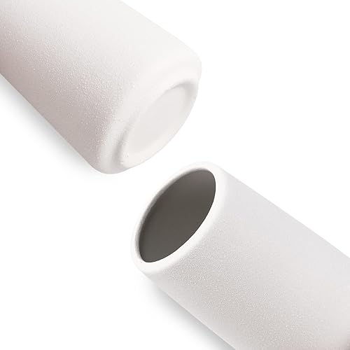 Miniatura 5 de Jarrón redondo moderno de cerámica de 5.7 pulgadas, jarrón blanco mate para decoración del hogar empaquetado en cartón, centros de mesa geométricos