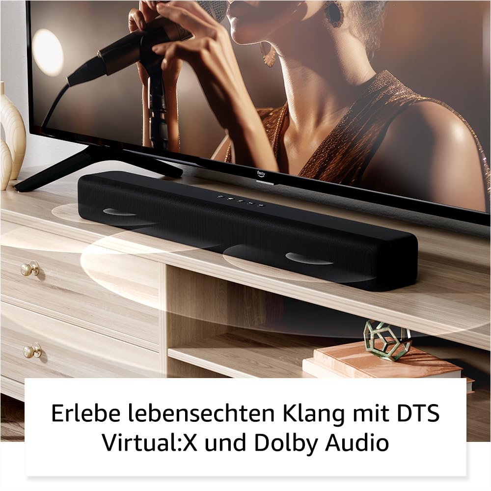 Amazon Fire TV Soundbar, 2.0-Lautsprecher mit DTS Virtual:X und Dolby Audio sowie Bluetooth-Unterstützung