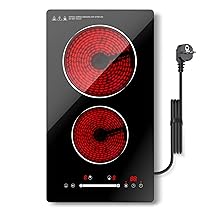 Nardea Piano Cottura in Vetroceramica 2 Zone, 30cm Piano Cottura in Vetroceramica a 2 Piastre con Spina, Design integrato, Controllo a Scorrimento Touch, Timer, Blocco di Sicurezza, 3000W