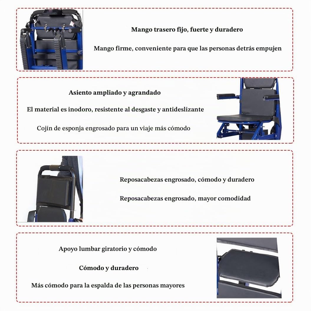 HZWJD Silla Para Subir Y Bajar Escaleras Sin Esfuerzo,Silla Salvaescaleras,Salvaescaleras,Salvaescaleras Para Personas Mayores,Scooter De Movilidad Plegable,Carga 165 Kg A