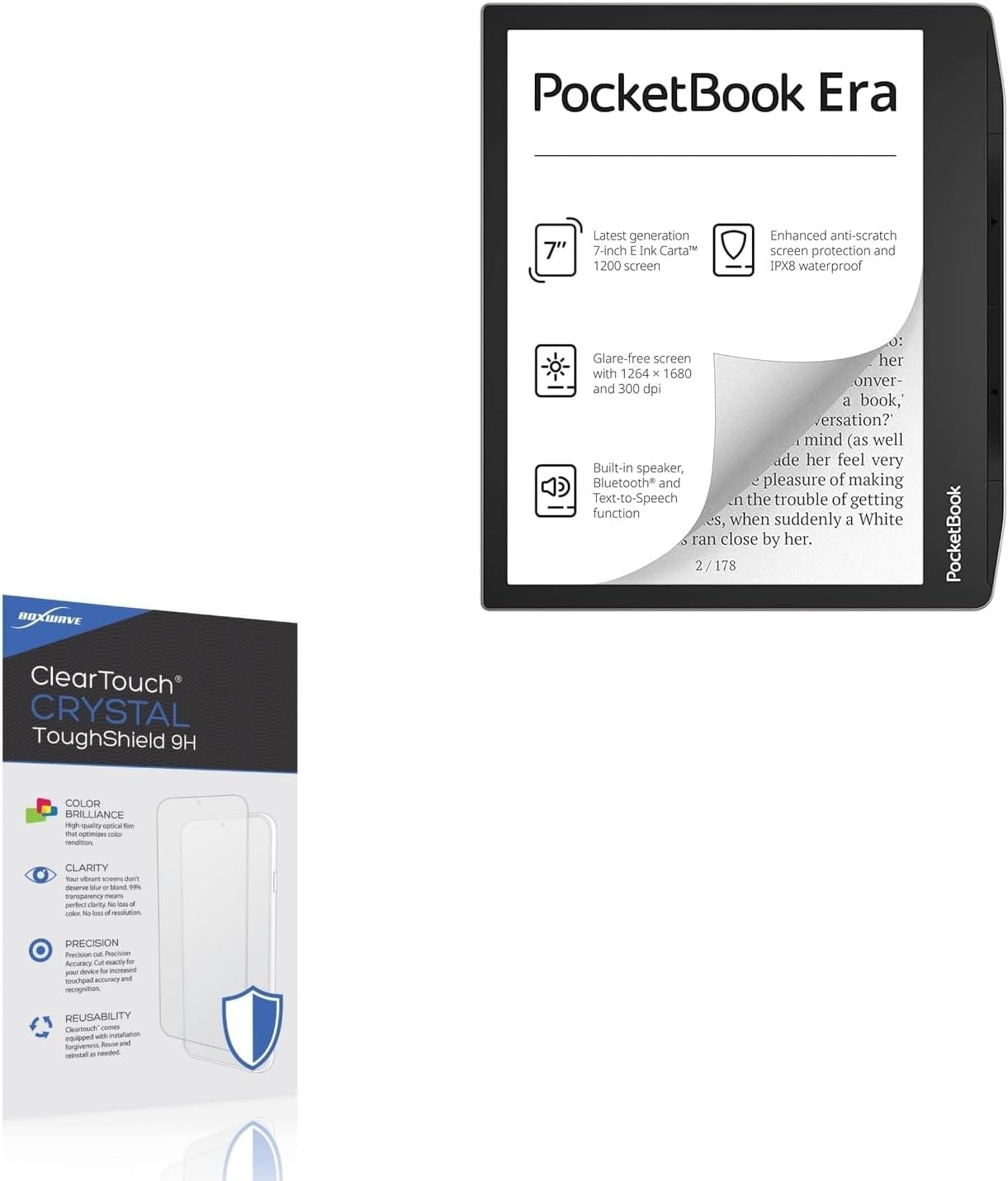 BoxWave Screen Protector Compatible with Pocketbook Era - ClearTouch Crystal ToughShield 9H (2-Pack), Clear 9H Tough Flexible Film Screen Protector
