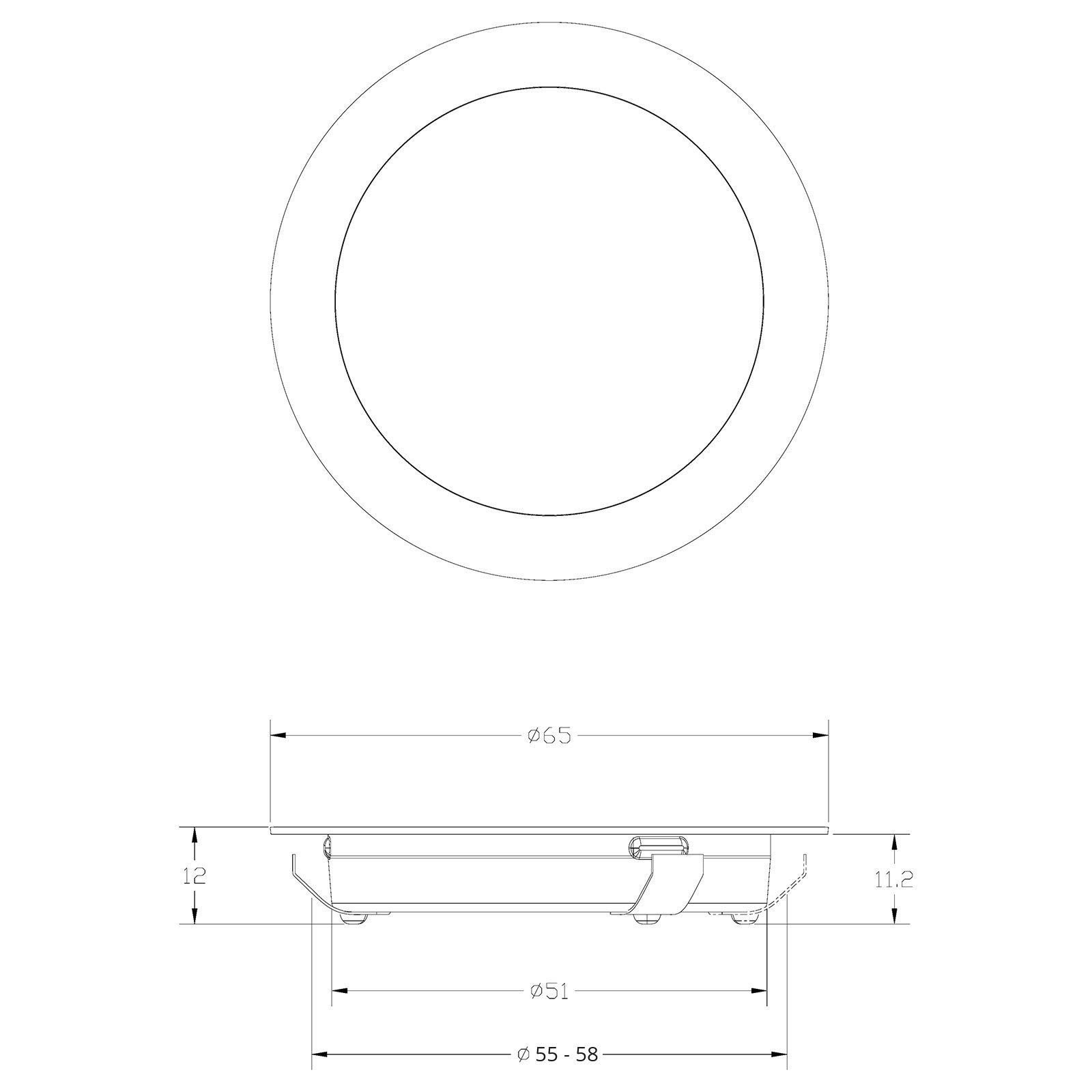 SO-TECH® Foco empotrable LED Giulia Foco empotrable para muebles Ultraslim / 12V / 3W / Blanco neutral - 4000K / 65 x 12 mm/Negro