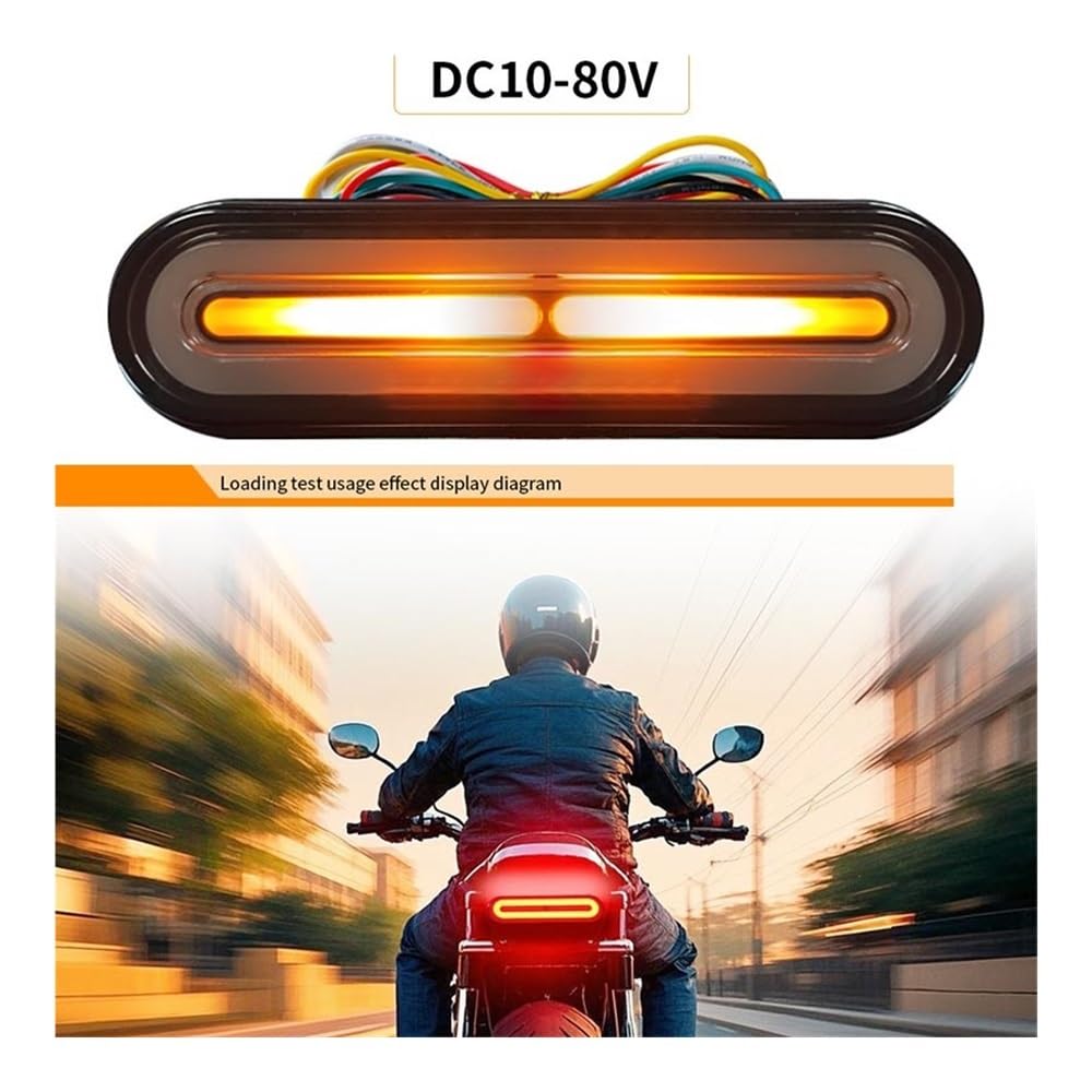 Generique Moto Arrière Lampe Feux Arrière LED 3 En 1 Pour Motos, Clignotant, Feu De Course DRL, Flash Rouge, Arrêt Frein, 12/24V