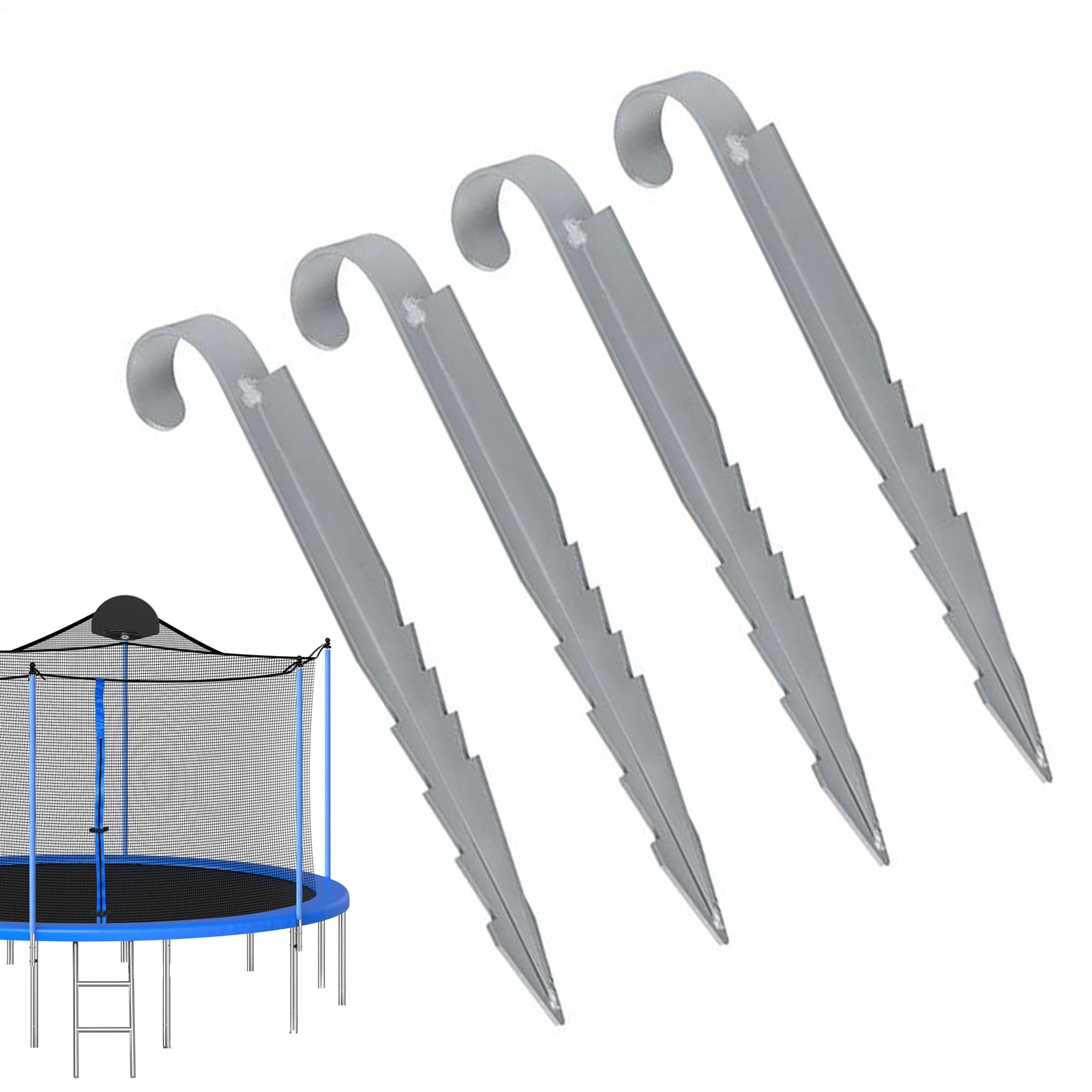 Estacas para Viento De Trampolín 4 Piezas de Fijación de Alta Resistencia y | Anclajes Para Trampolín Resistentes Al Viento Fuerte Anclajes Para Cama Elástica, Jardín, Patio, Cubi
