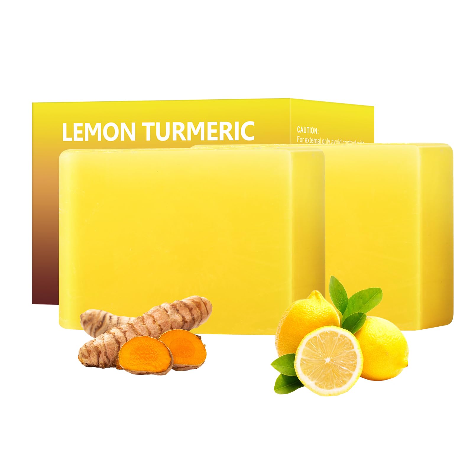 YAFUSIPE Lemon Turmeric Kojic Acid Soap Bar, Turmeric Soap for Face Body Hands, Deep Cleansing Natural Curcuma Bath Soaps Bar, Moisturizing Facial Cleanser Body Wash for All Skin Types Blemish 2 Bars