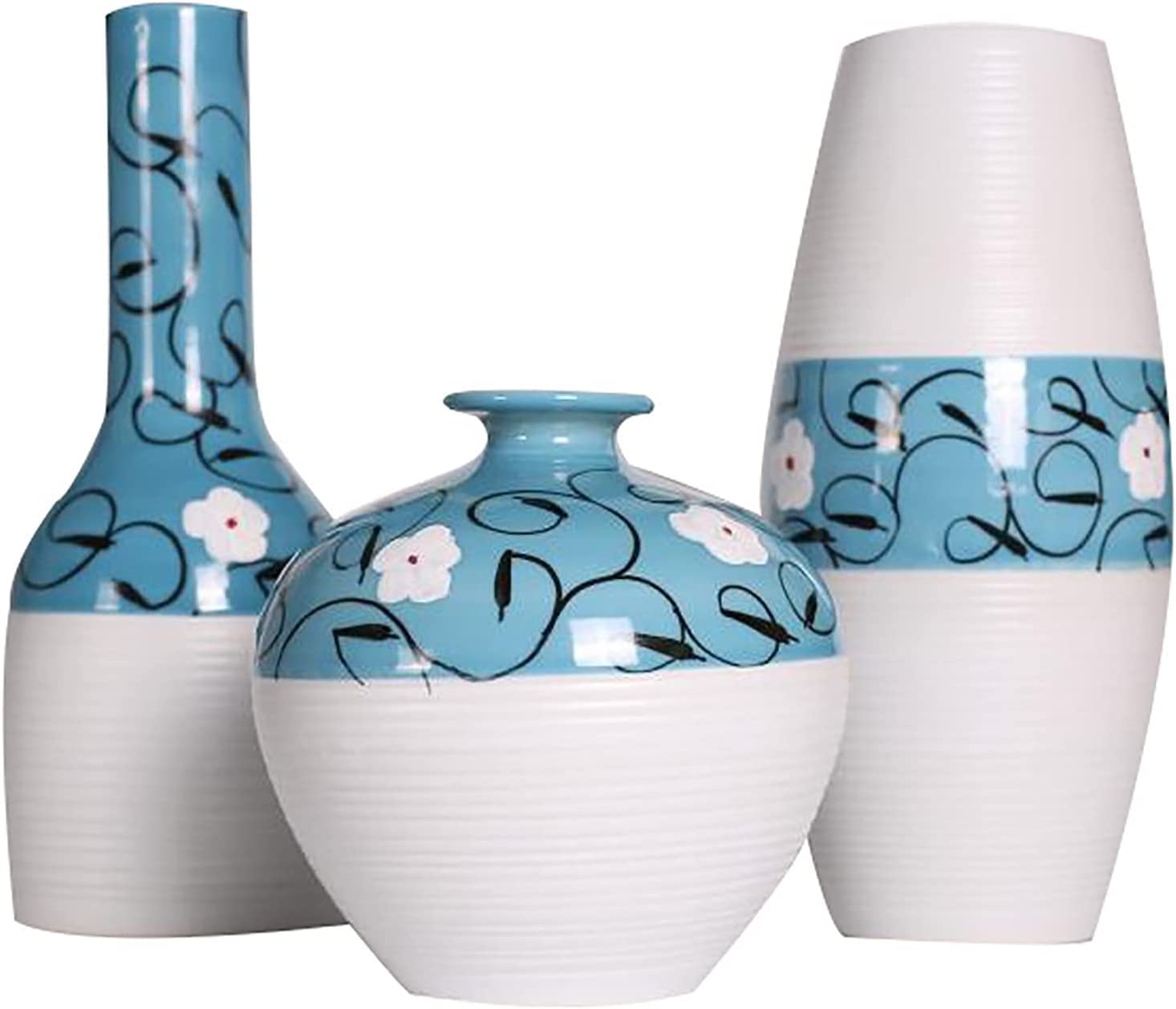 SnamicE Floor vase Unique Vase Handmade Three Piece Suit Flower Ceramic Floor Chinese Style Simple Home Decoration Abstract Crafts The Vase Exquisite,C