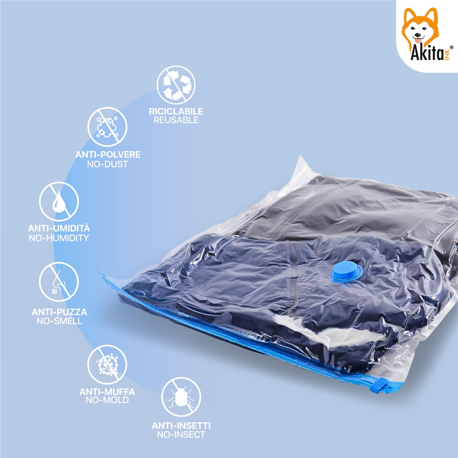 Set 6 Sacchetti Sottovuoto Per Vestiti 80x100 Cm - Buste Riutilizzabili Per Coperte, Piumoni, Lenzuola