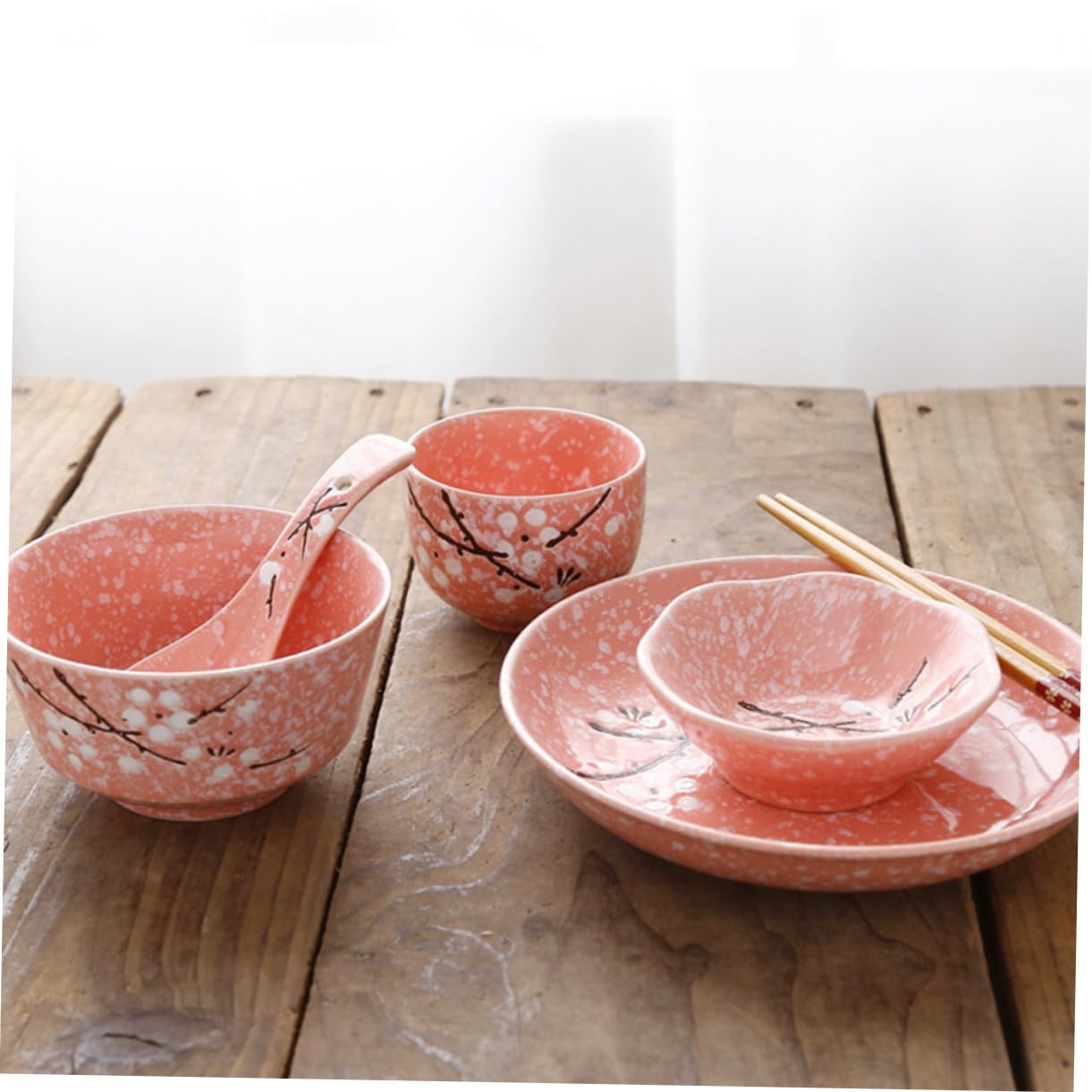 Service de Vaisselle Japonerie en Céramique 12 Pièces Personne | Rose, Usage Hôtel et Restaurant, Ensemble 1 Set, Style Japonerie Délicat