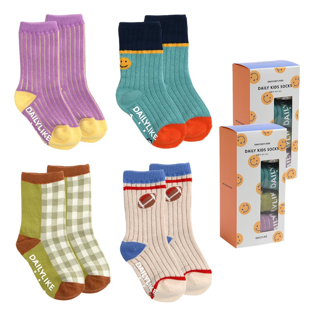 Dailylike Baby Boys Girls Non Slip Grip Ankle Socks with Anti Skid Grippers for Infants Toddlers Kids 4 Pairs