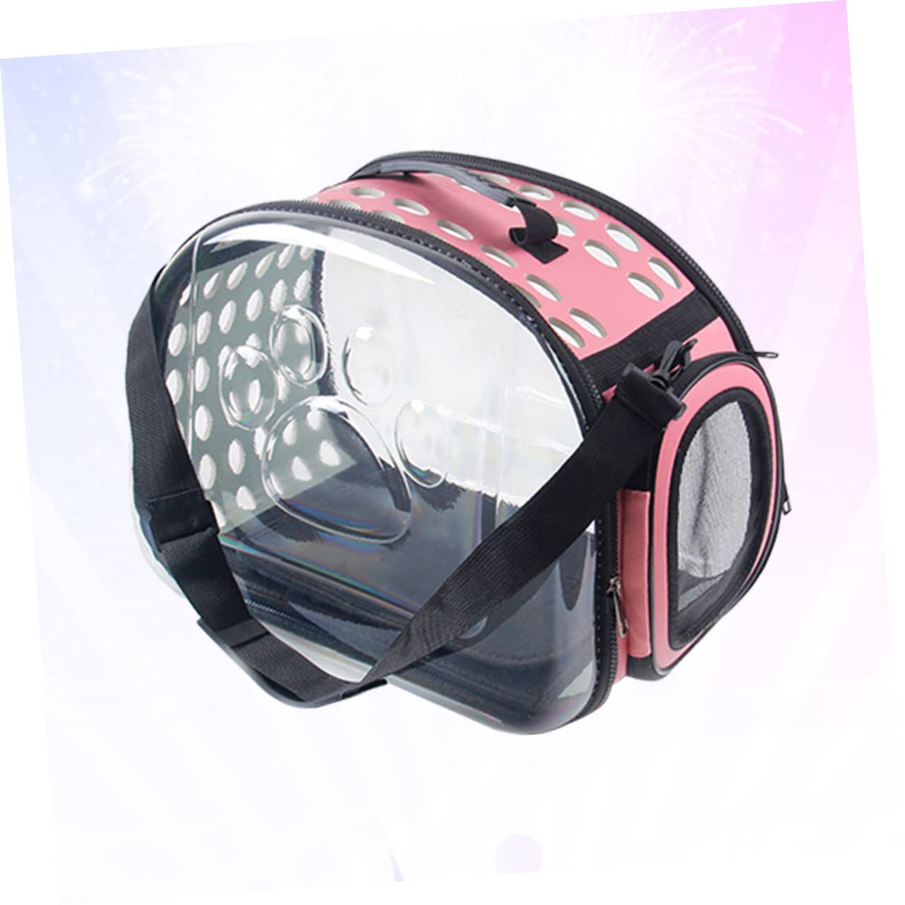 Katzentransportbox mit Transparentem Design, Eva, Rosa | Verstellbare Gurte mit Schnalle, für Hund und Haustier, für Reisen und Sightseeing