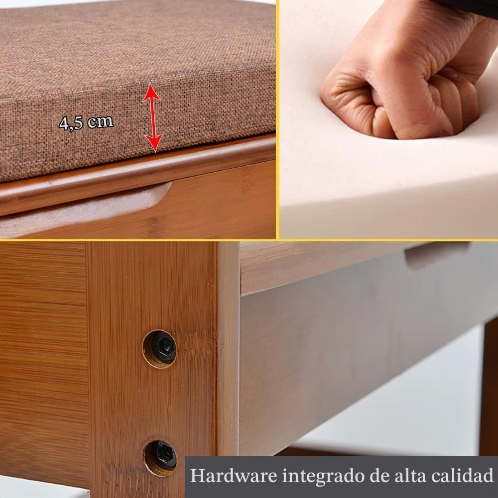 Banco Zapatero Entrada Recibidor,Resistente Armario Zapateros en Bambú con Asientos e 2 Estantes,para Entrada Pasillo Sala de Estar Dormitorio,Ahorro Espacio Fácil de Montar