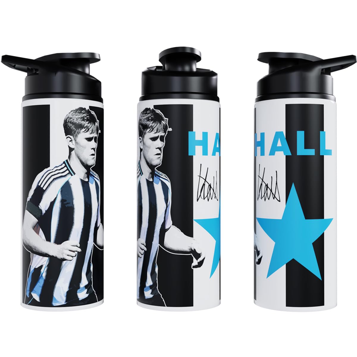 Partisan Newcastle Lewis Hall Water Bottle Aluminium 600 or 750ml – Football Fan Gift (Multicoloured, 750, Millilitres)