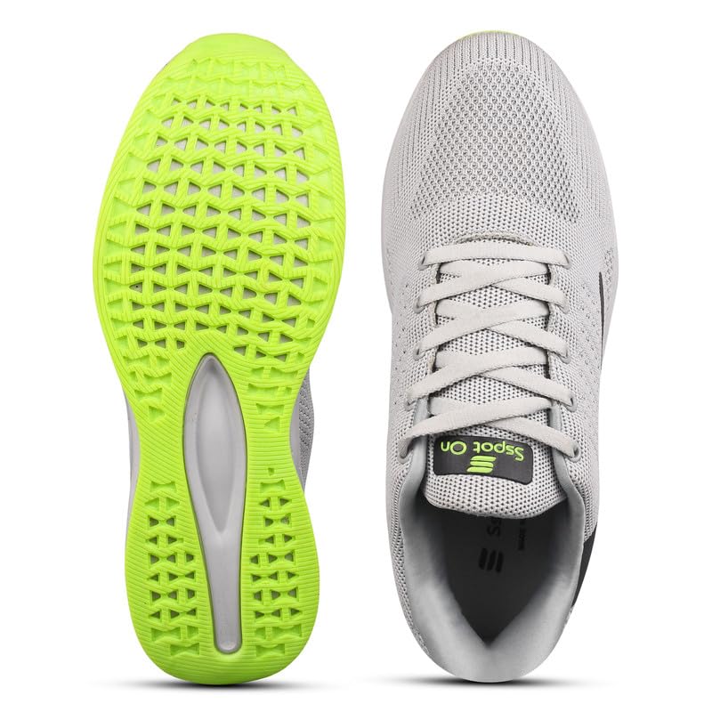Image of SSPOT ON Black P.Green Men's Running Lightweight Breathable Shoes with Memory Cushion