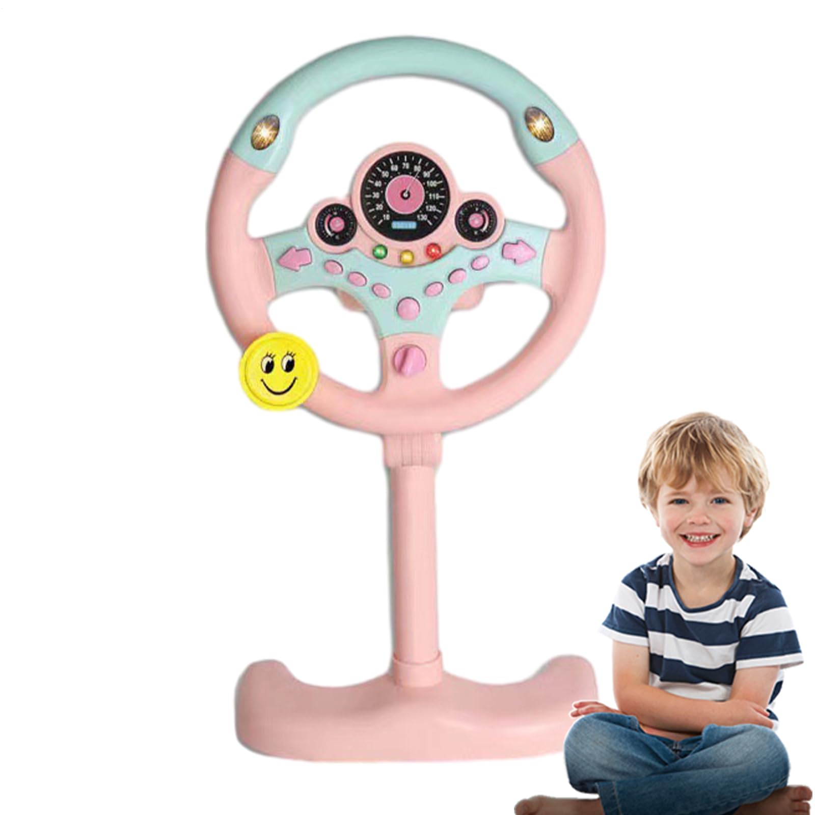 Toy Steering Wheel | Simulated Portable Driving Controller | Pretend Driving Seat Toys | Toddler Music & Sound Toys, Vertical Simulation Steering Wheel Toy for Boys, Girls