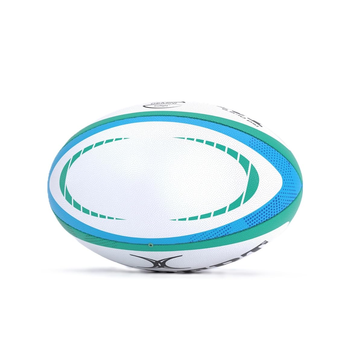 Gilbert Rugby Gemini Match - Balón de rugby (blanco, azul y verde, tamaño 4.5)