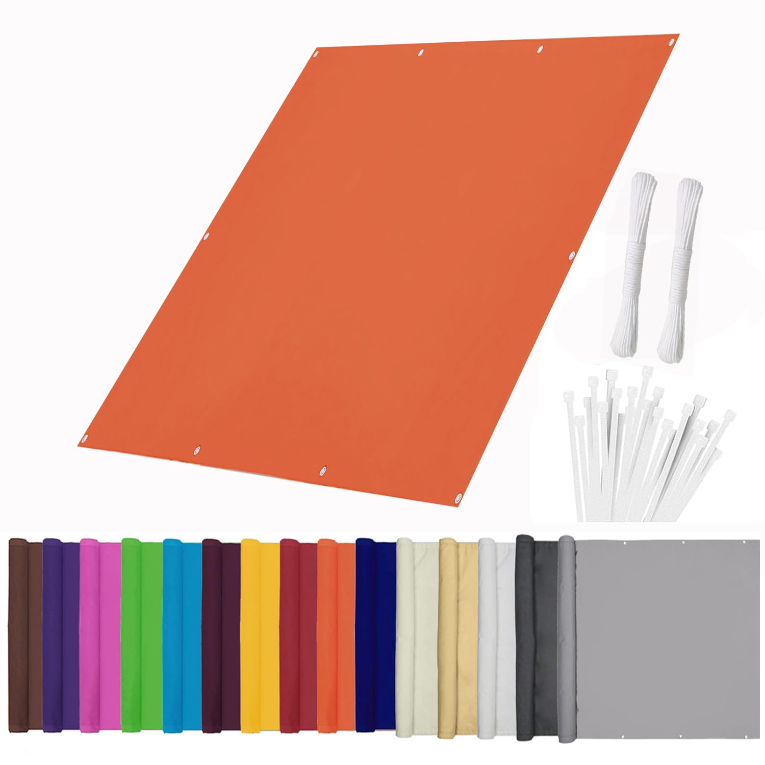 WeiHuangC Outdoor Balcony Privacy Screen, 95% UV Block Sun Shade with Eyelets & Rope, HDPE 420D Oxford Fabric Windbreak for Patio Deck Fence, Waterproof & Windproof Garden Protection Orange 0.8x10m