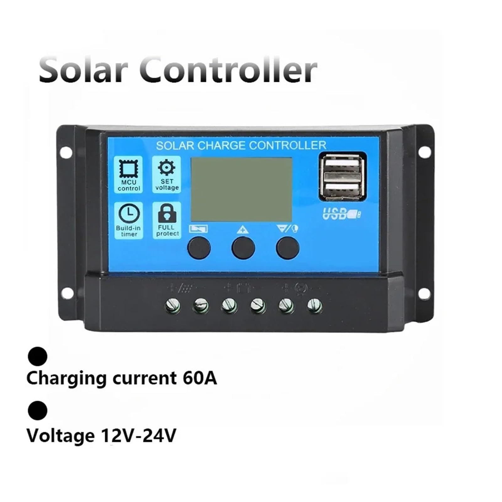 Contrôleur de Charge solaire 12V/24V PWM 10A 30A 60A 100A avec réglage la minuterie d'affichage LCD réglable EESBAO pour camping-car/camping-car(10A)