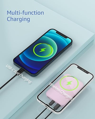 Miniatura 6 de LL TRADER 008 - Cargador portátil magnético inalámbrico de 10000 mAh, compatible con MagSafe para iPhone 12131415 Series (rosa)