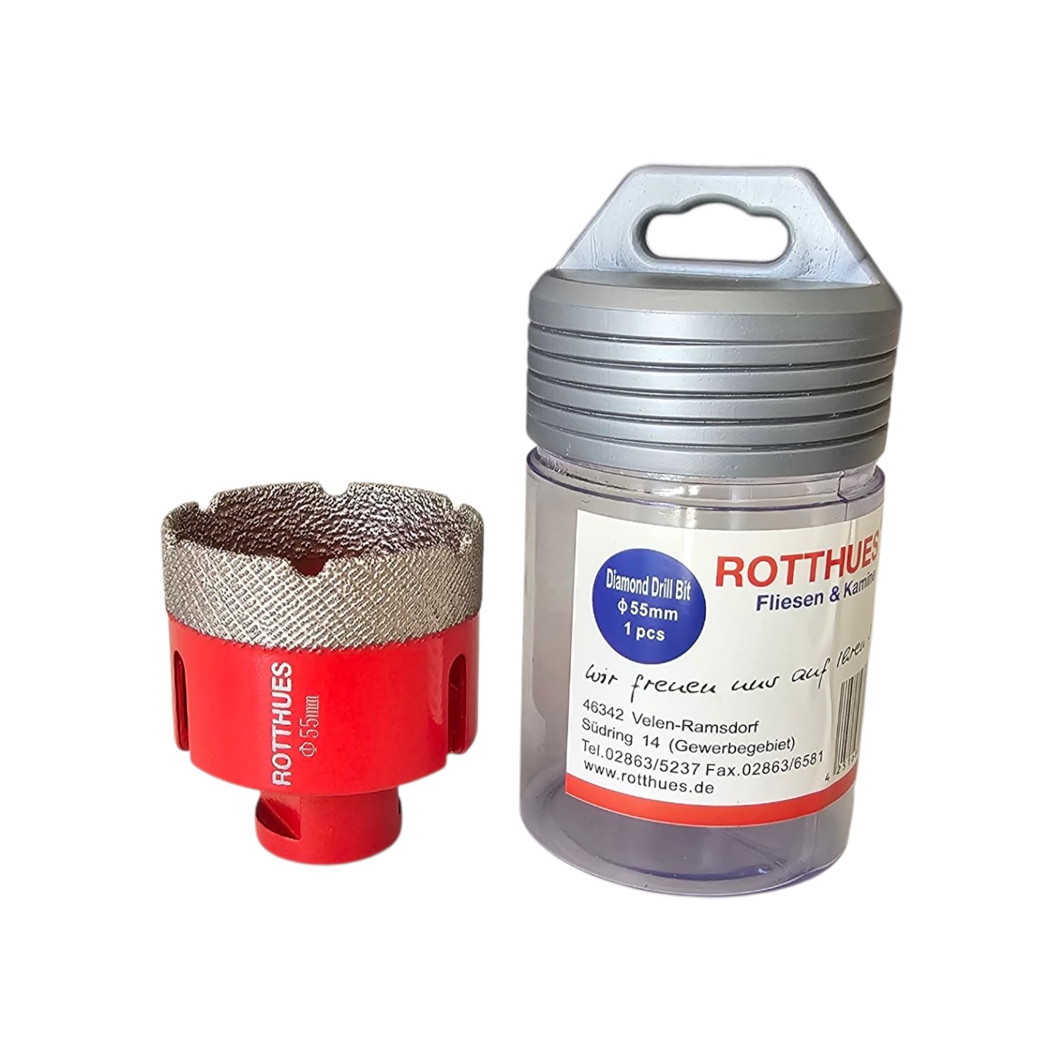 Matrix Diamant-Bohrkrone Hohlbohrer Ø55 mm M14 Segmenthöhe 15 mm für Fliesen Porzellan Keramik Marmor Granit