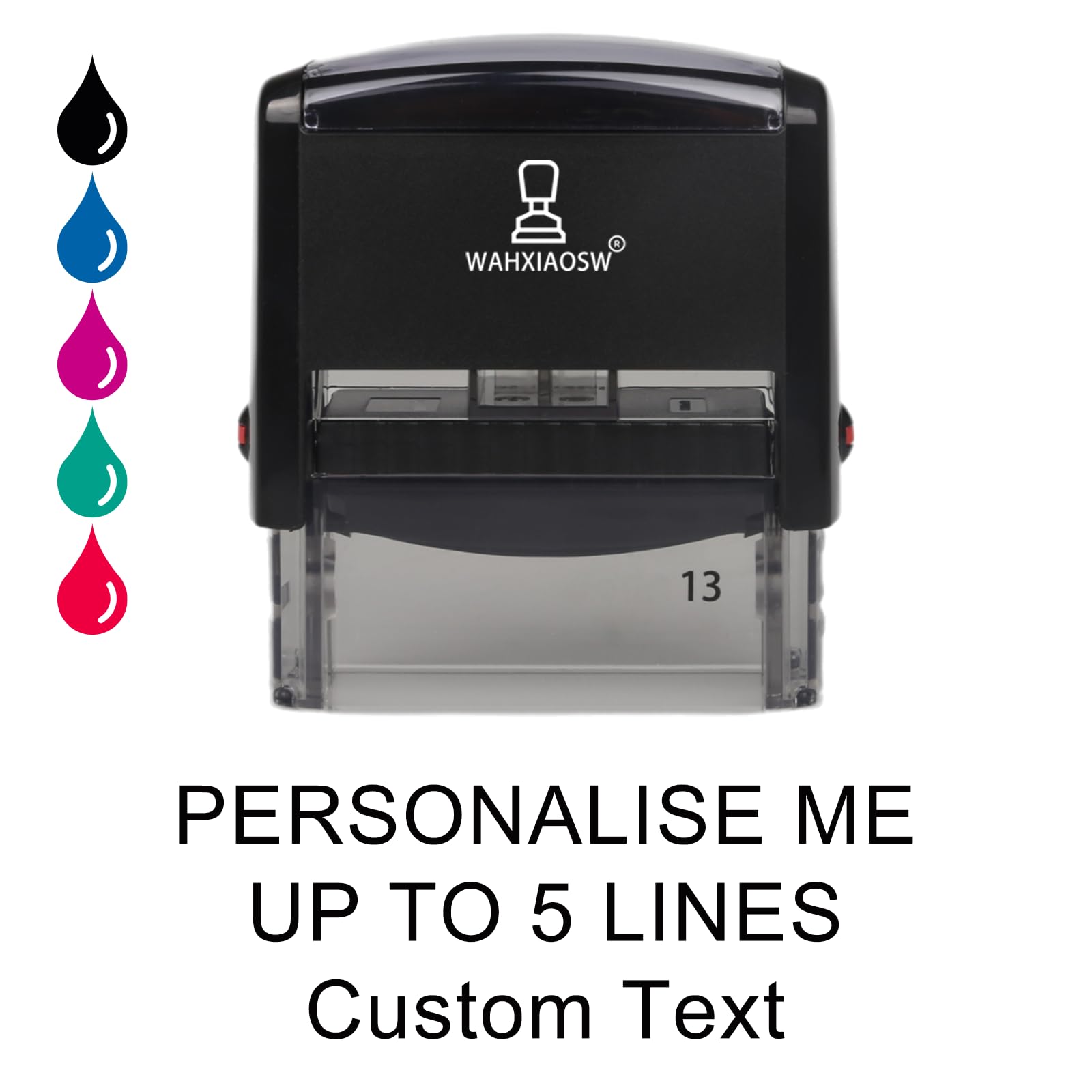 Personalised Self-Inking Rubber Stamp – Custom Business Address, Name or Company Stamp – Available in 4 Sizes – Up to 8 Lines of Text