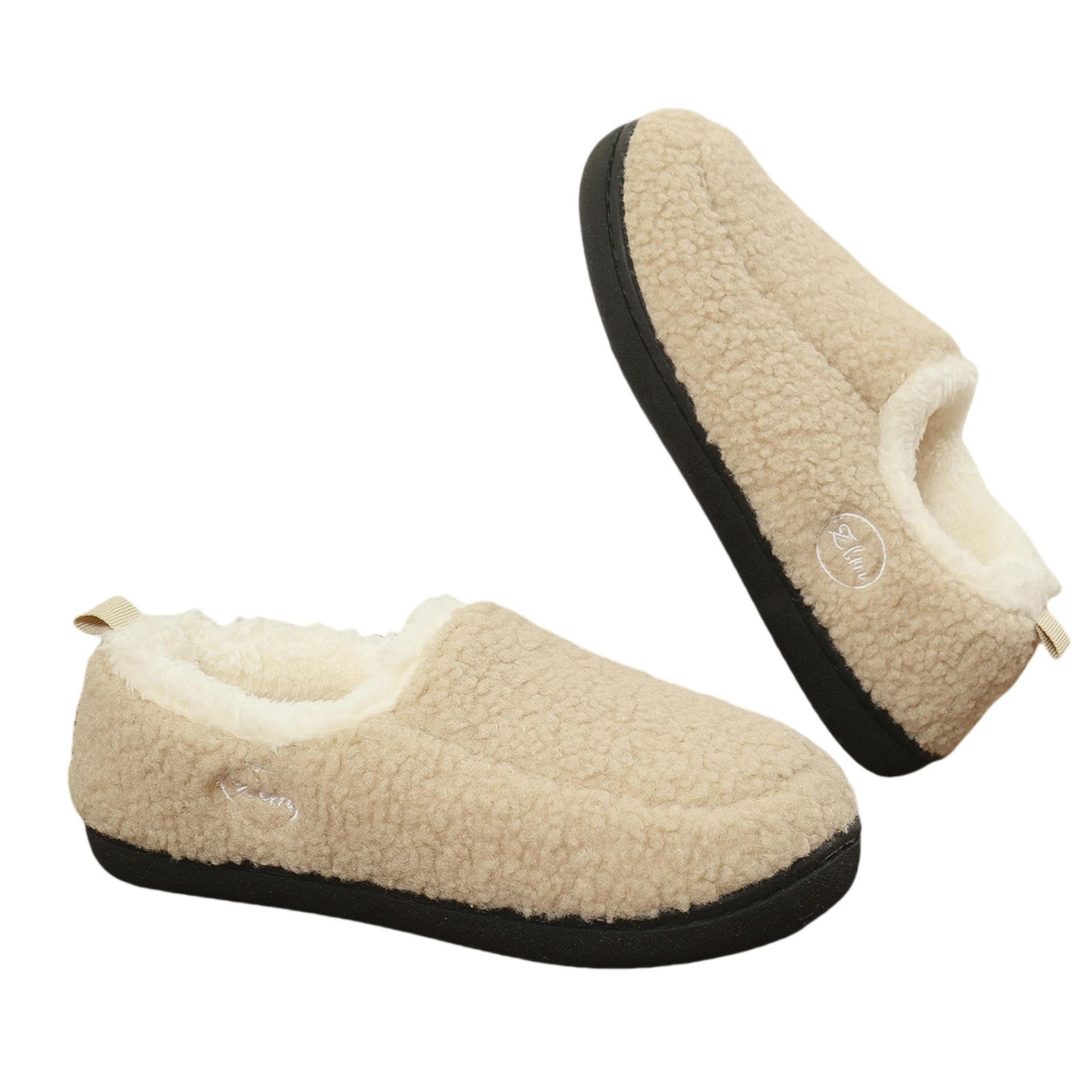 Pantofole Velvet Caldo E Scarpe di Cotone di Casa Spessa Non Slittanti Inverno con La con Salvataggio di Cotone-nero-44-45