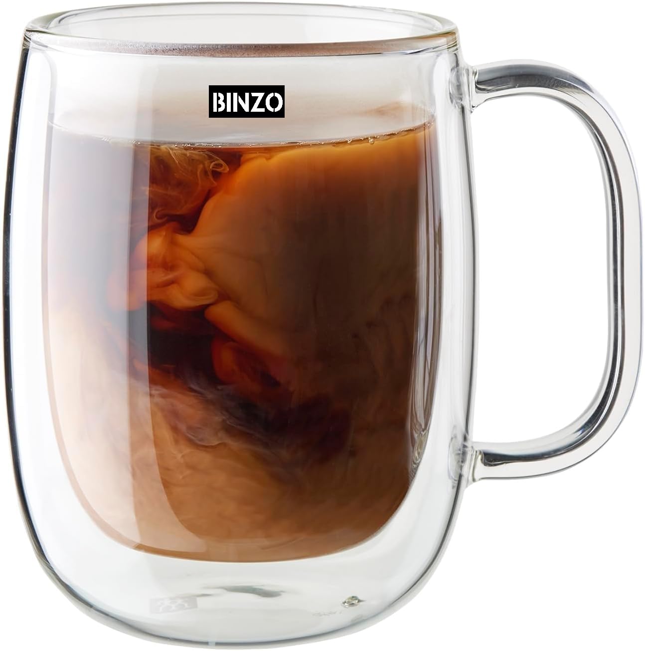 BINZO Glass Cups - Set of 6 for Coffee & Tea -6