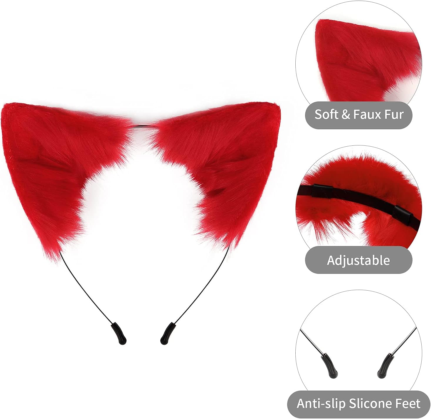 Handmade Fox Wolf Cat Ears Headwear Costume Accessories for Halloween Christmas Party - Image 3