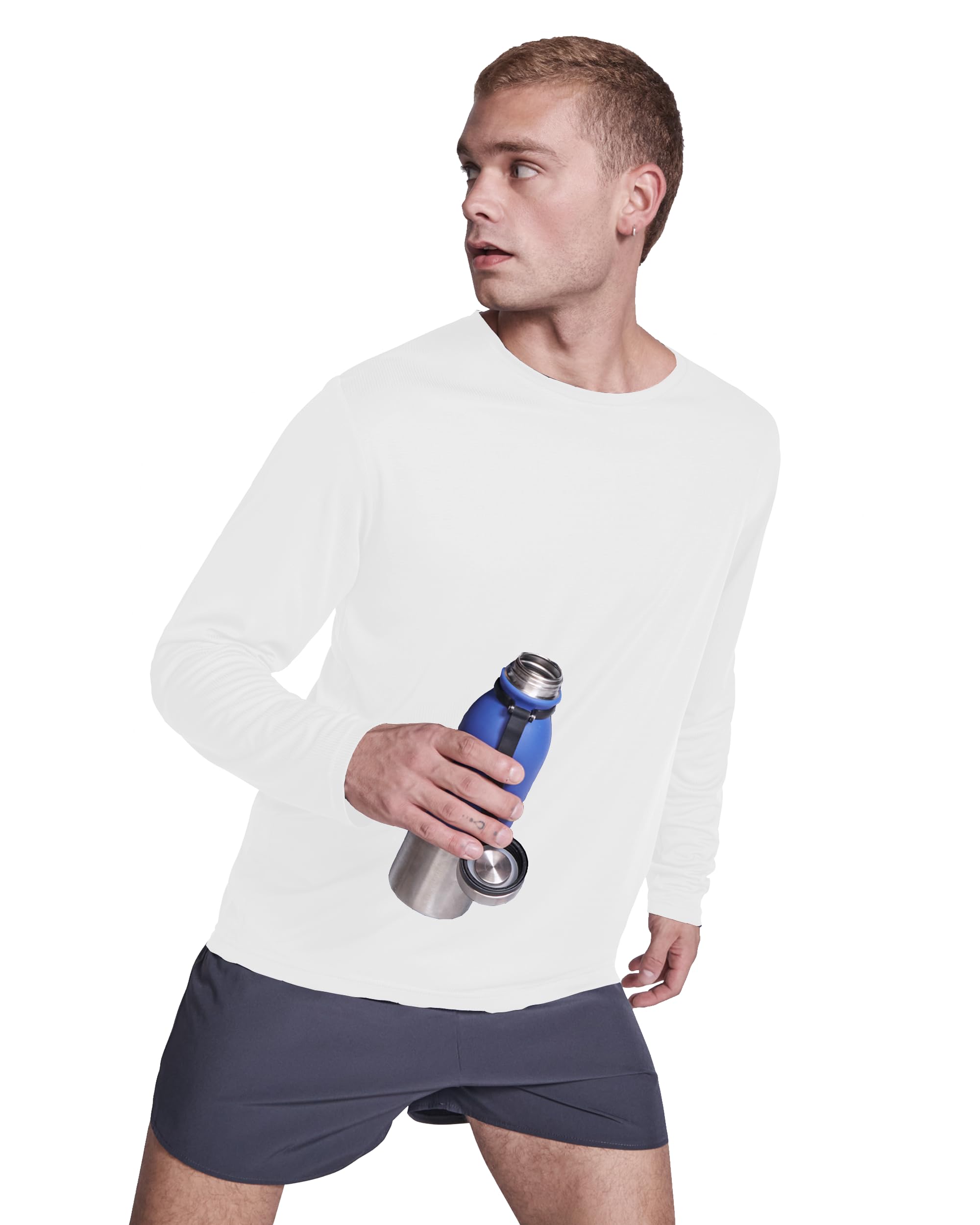 Lot de 5 t-shirts de sport à manches longues pour homme Tissu technique Dry Control