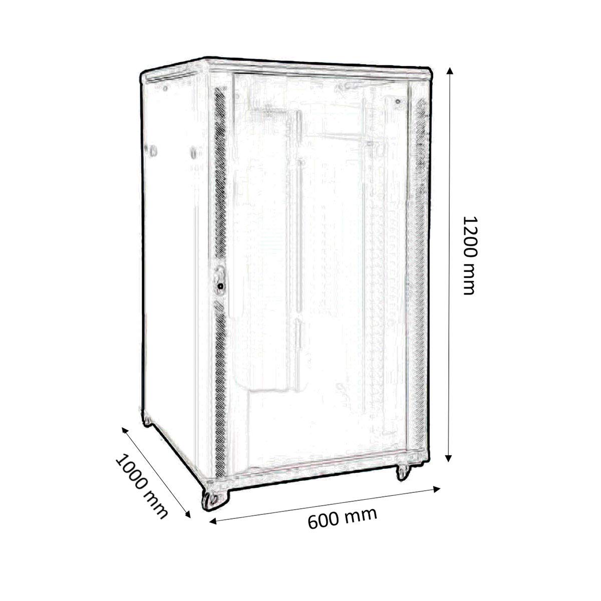 KIMEX 112-6124K Armadio Rack 19" da Pavimento, Larghezza 600 mm, profondità 1000mm, 24 unità