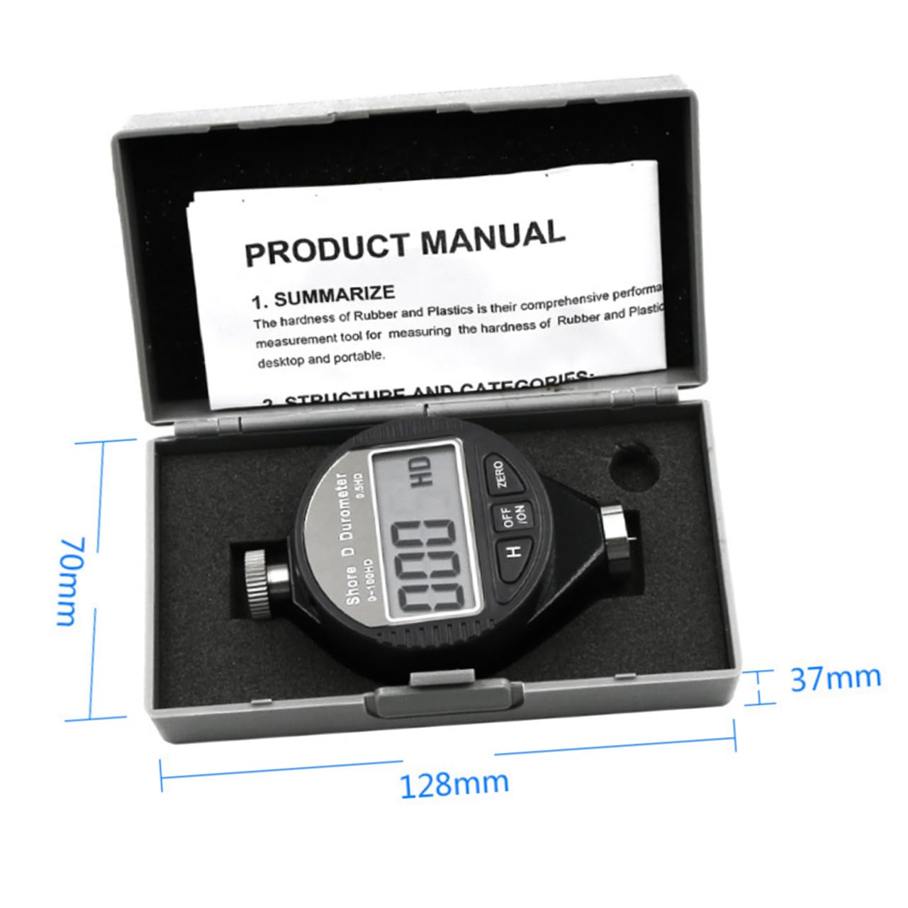 Cabilock Durómetro Shore a Digital Pantalla Lcd para Medición de Dureza en Plástico Negro y Cuero, Rango Amplio 0-100hc, Fácil Lectura para Uso Industrial y Científico