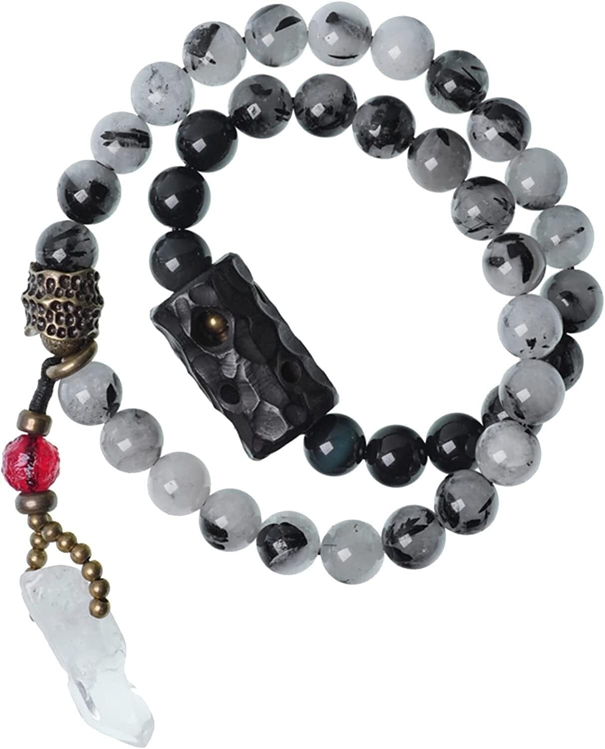 Koraliki modlitewne, Bransoletki z koralików, Bransoletka z naturalnych kryształów 8 mm, Bransoletka z koralików z półszlachetnych kamieni, Koraliki modlitewne Mala Cuff Wrap Jewelry(16 yard)