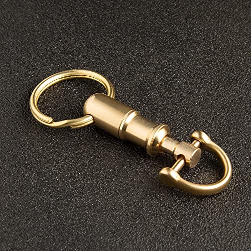 Dilidou Car Key Fob Keychain, Quick Release Keychain With Spring Split Key Ring And Horseshoe Shape D Ring, Brass, Gold Color, For Men And Women #TOP5