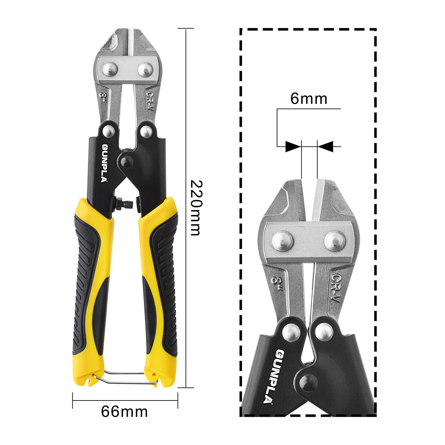 Gunpla Mini Bolt Cutter 8-inch/210mm Heavy Duty Spring Loaded with Non-Slip Rubber Handle Wire Cable Bolts Cutters, Clipper Snips Stainless Steel Tool for Padlock Chain Wires Mesh Screw Fence Rivets