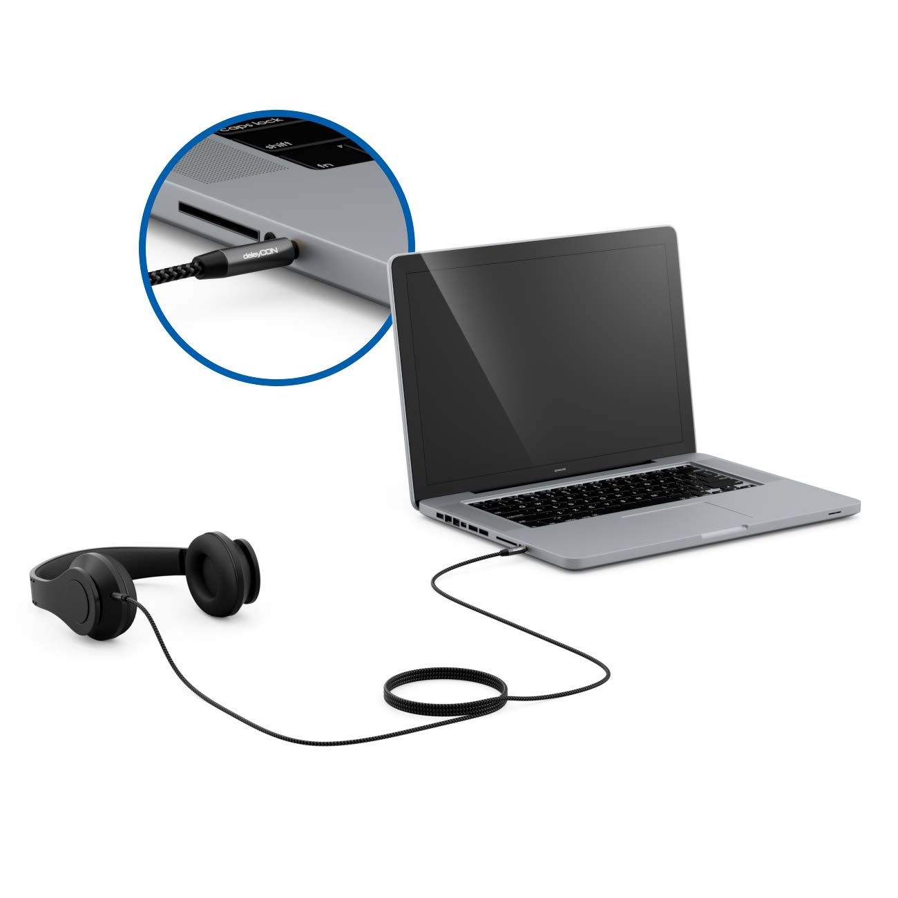 DeleyCON 3,5-mm-Klinkenkabel Set – 2x 1 M Nylon-AUX-Kabel Mit Metallsteckern Für Handy, HiFi & Auto