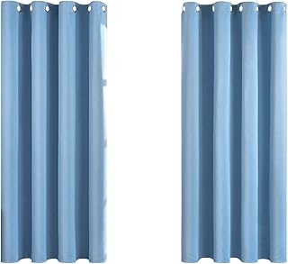 MRTREES Blue Curtains For Bedroom 66 Drop 2 Panels Eyelet Thermal Curtain for Living Room Soft Texture Window Treatments for Kids 46x66 Inch 117x167 CM