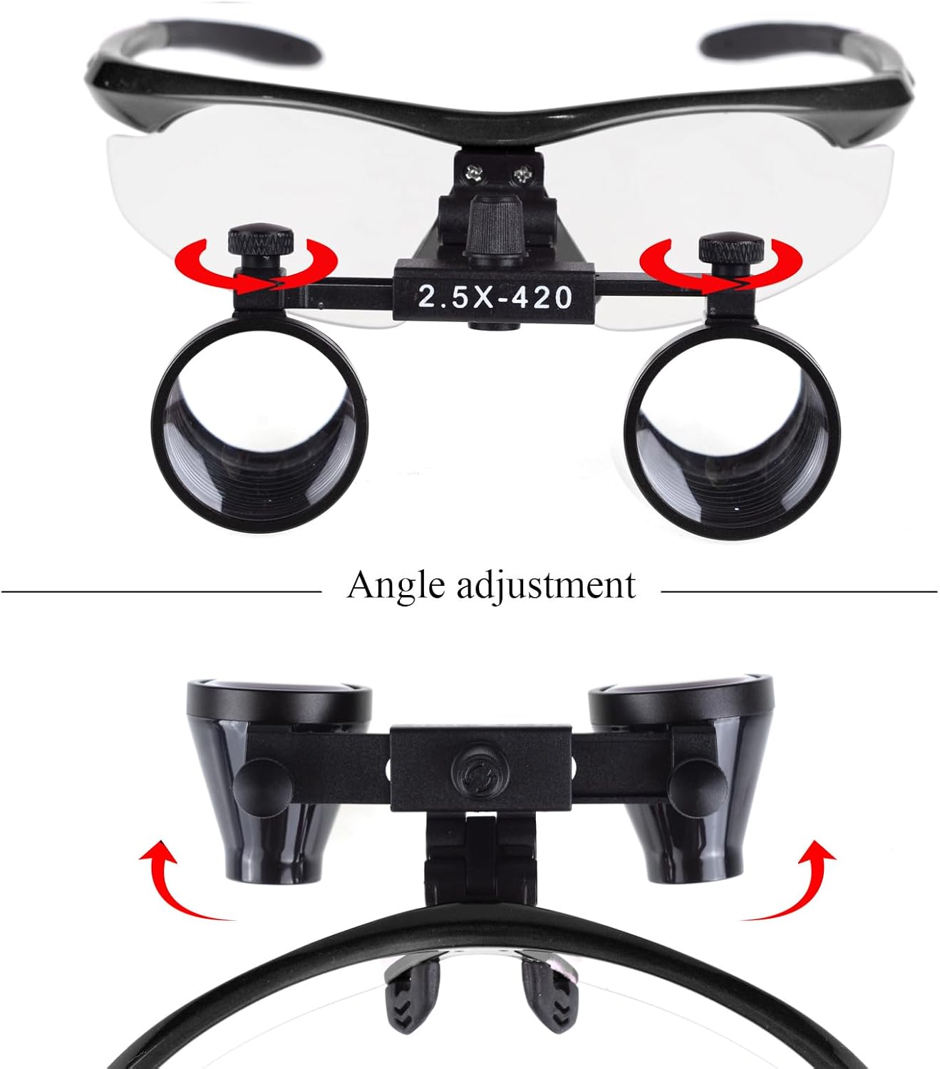 Lab 2.5X Binocular Loupes + 1W LED Headlight Lamp + Cloth Bag Color Black