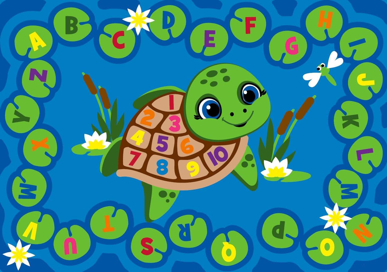 KIDCARPET.COM Turtle Pond Circle Time Rug 6' x 8'6" Rectangle, Educational Classroom Rug, Kids Learning Play Mat | Area Rug for Bedroom or Playroom