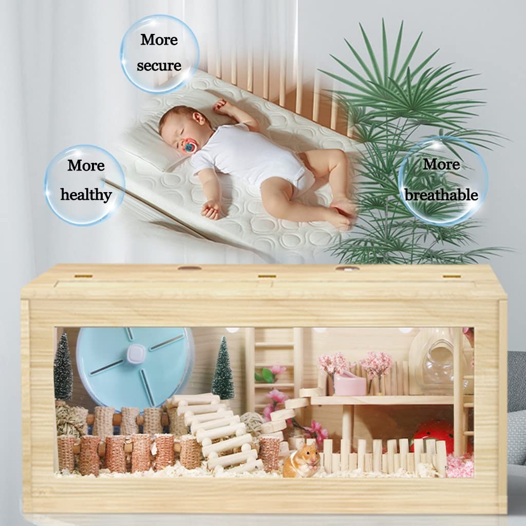 Drewniana klatka dla chomika, domek dla małych zwierząt, terrarium dla gadów, bardzo duże pole widzenia do obserwacji zwierząt domowych