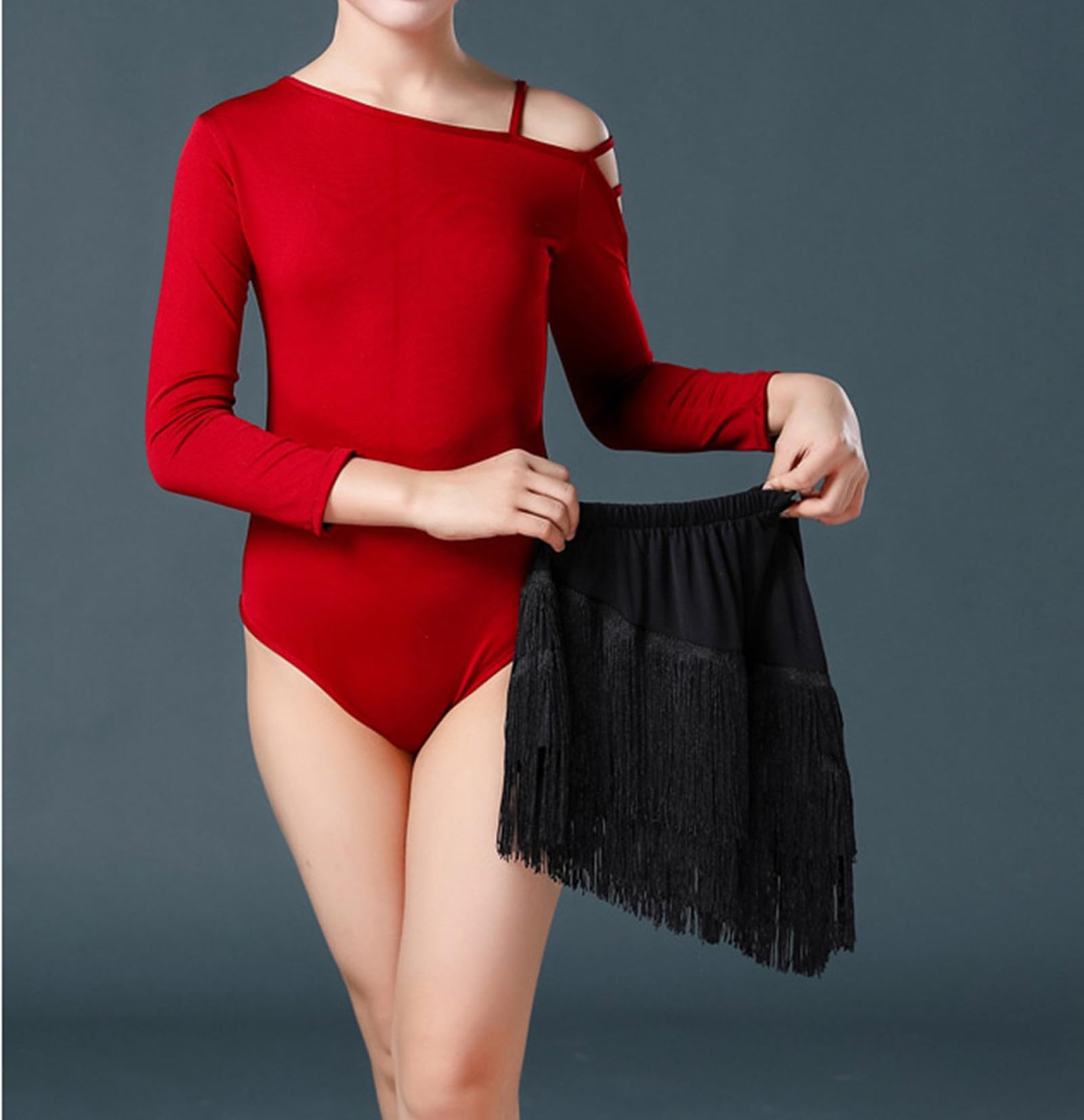 Vestito da Ballo da Sala Latino con Frange for Ragazze, Mini Gonna da Ballo for Bambini con Body in Due Pezzi, for Costume da Spettacolo Gonne da Ballo ChaCha Salsa Tango