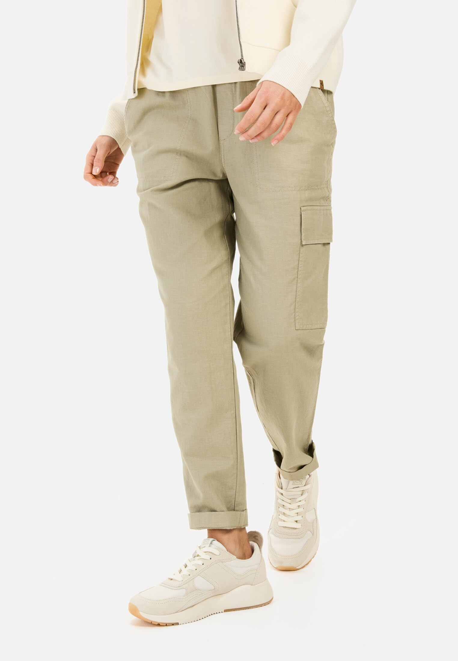 camel active Damen Loose Fit Hose aus Leinenmix