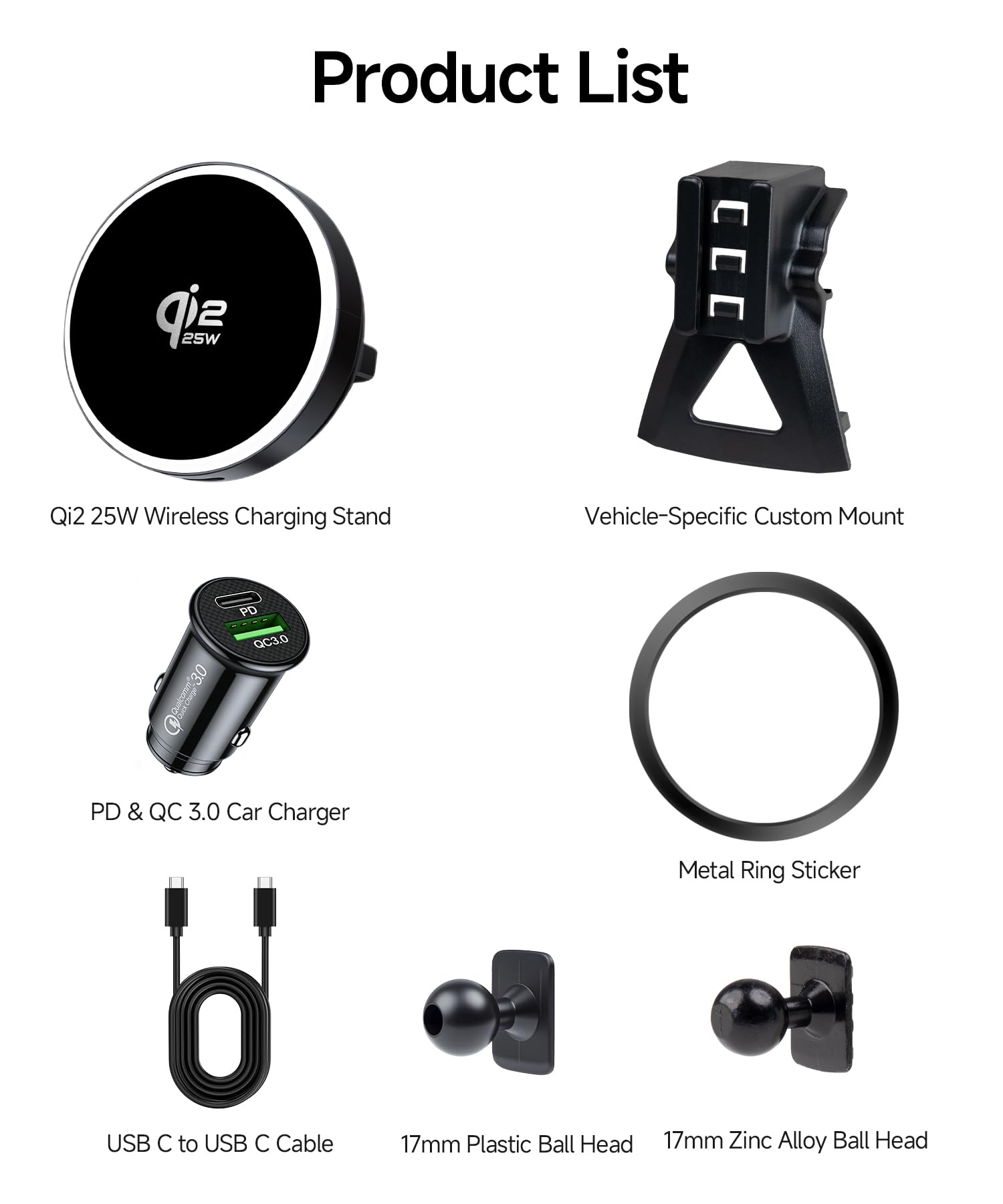 Qi2.2 Max 25W Fast Wireless Car Charger Phone Holder for 2019-2023 Hyundai Santa Fe Accessori, 360 ° Rotazione Phone Mount Compatibile con MagSafe, Il supporto del telefono non influisce