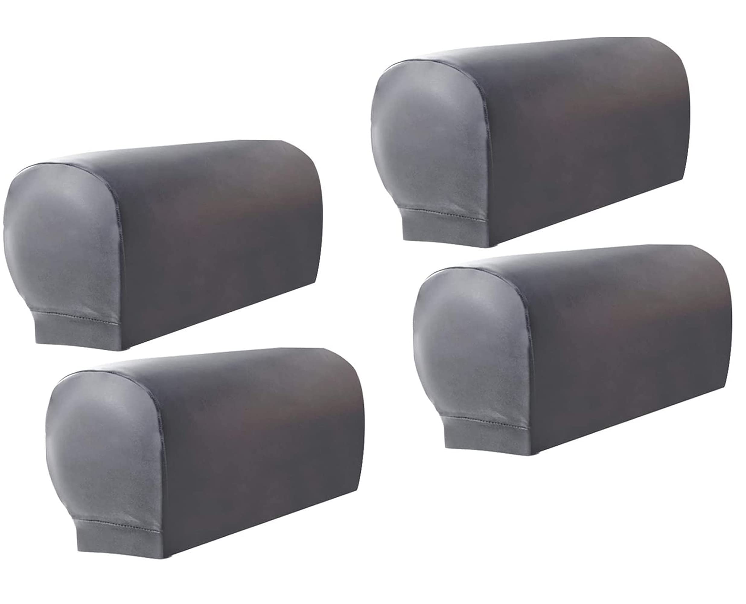 Hruile PU Leather Sofa Armrest Covers Couch Stretchy Protectors Chair Slipcover Waterproof Arm Caps Slipcovers Non-Slip Armchair Furniture Home,Set of 4,Grey