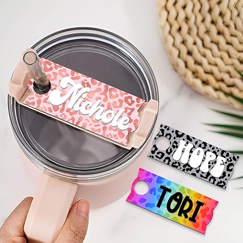 Miniatura 1 de LASFOUR Placa de nombre personalizada para vasos Stanley, placa de identificación para taza, placa de nombre para vaso Quencher, vasos