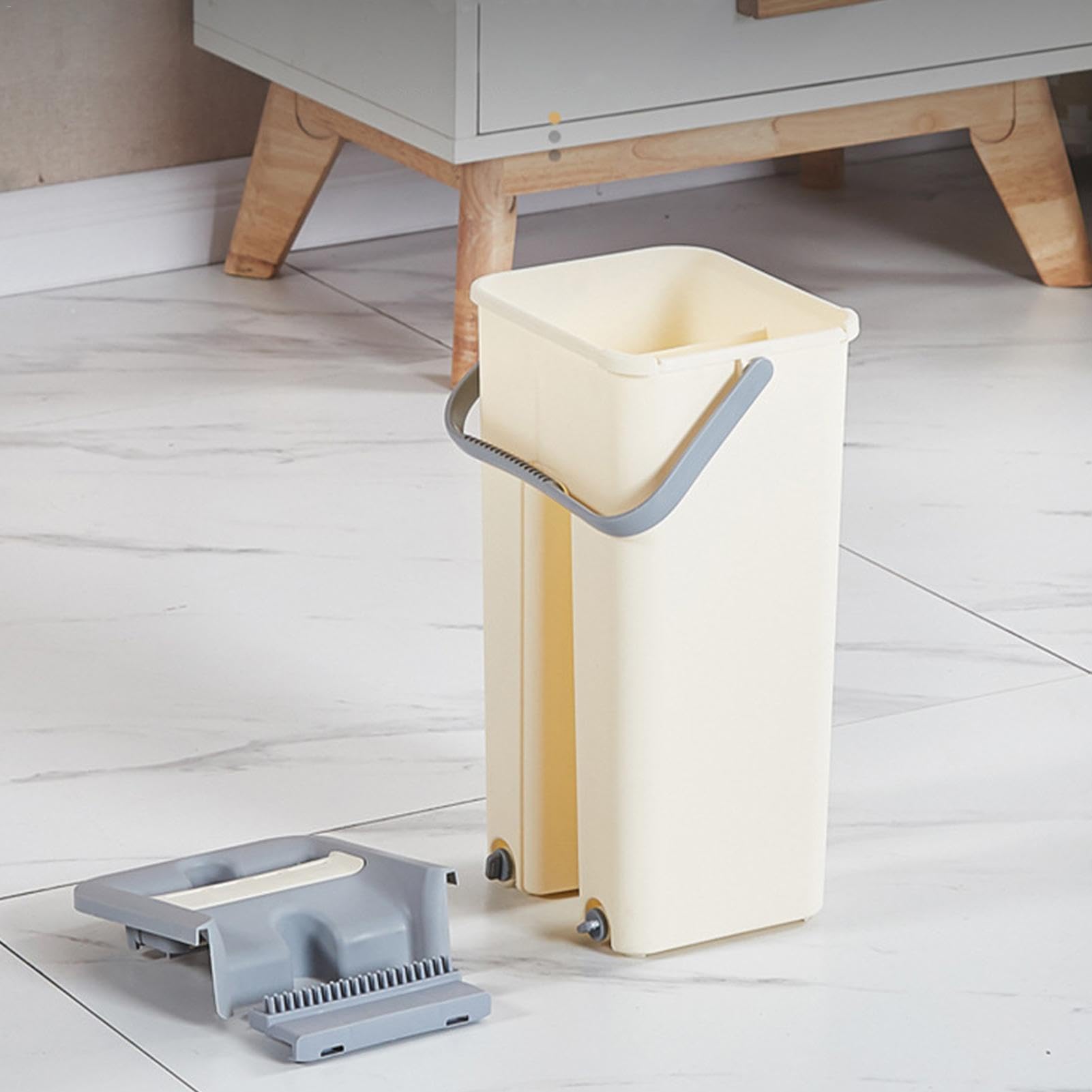 Flat Mop,Flat Squeeze Mop and Bucket | Multifunctional Flat Mop and Bucket with Wringer Set for Home, Professional Floor, Wall Mop Cleaner with Ergonomic Handle