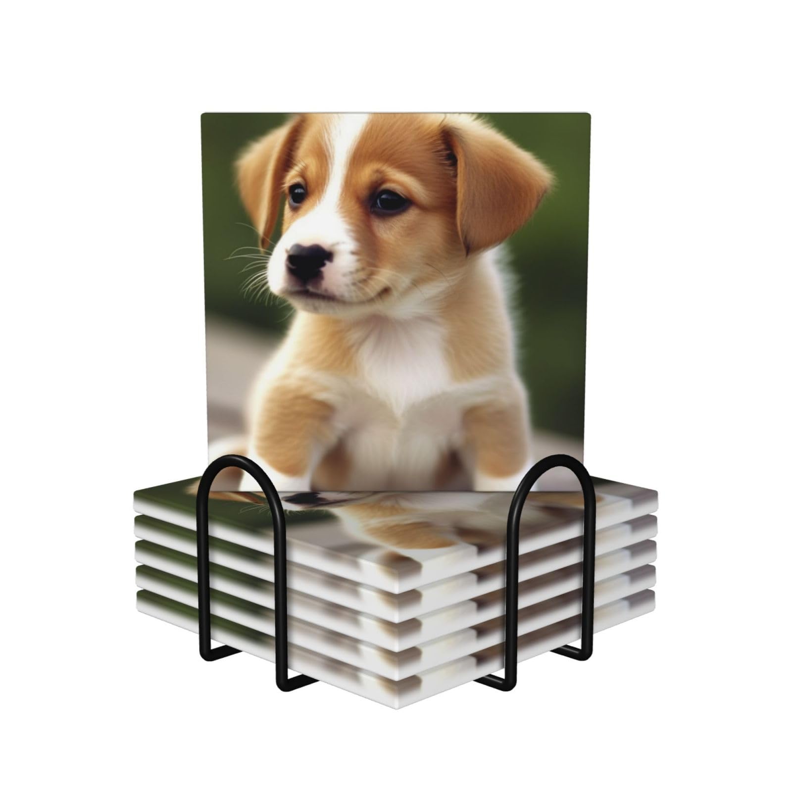 Dessous de verre en céramique absorbant avec liège pour table basse motif chiot