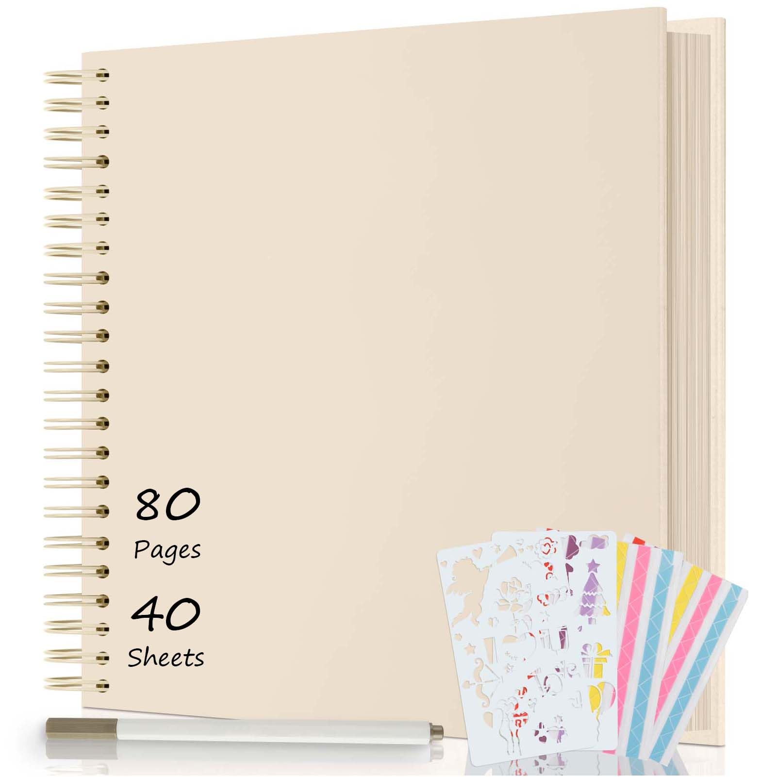 AIOR Fotoalbum zum Selbstgestalten und Einkleben, DIY Spiralalbum 40 Seiten