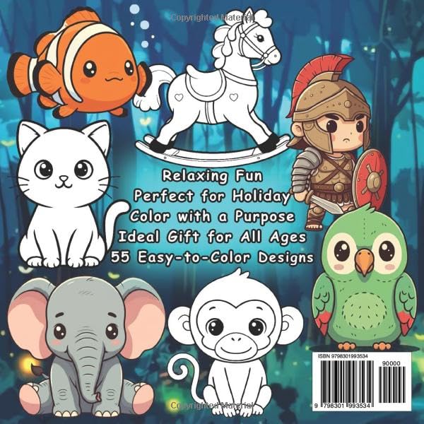 Stocking Stuffers Coloring Book: Easy-to-Color Cute Animals, Vintage Teddy Bears & Toys. For Fun and Relaxation. Perfect Holiday Gift Idea! (Spectrum ... & Relaxing Art by Young Autistic Creators) image 3